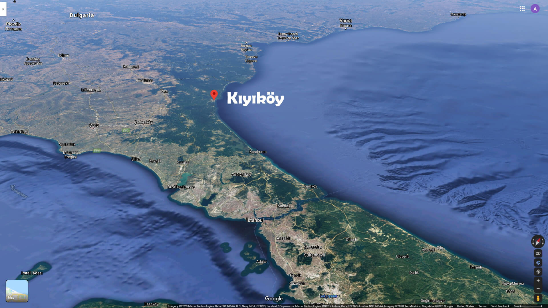 Kıyıköy Kırklareli Uydu Haritası